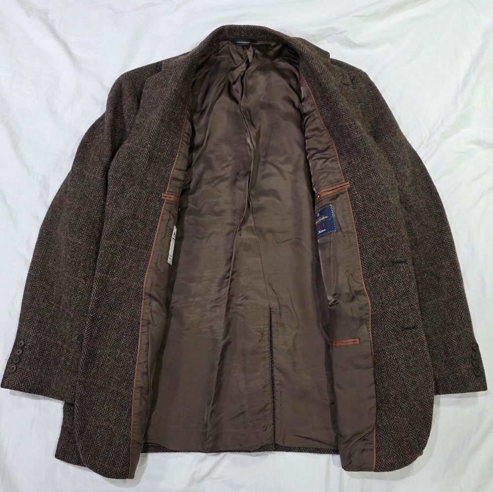 Brooks Brothers 1818 HARRIS TWEED Wool Madison Fit Multi Plaid Sports Coat. 45L - Picture 4 of 14